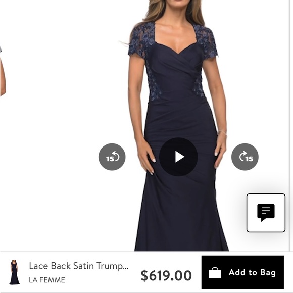 🔥NEW La Femme Applique V Neck Trumpet Dress navy size 10 - Picture 3 of 8